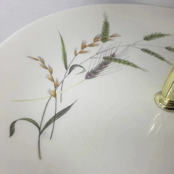 Vintage  Crown Essex Canadiana Wheat Pattern 2-Tier Cake Stand with Handle, - Picture 3 of 8